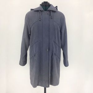 Luba Blue-Grey Microsuede Lined 3/4 Coat, Size 7/8